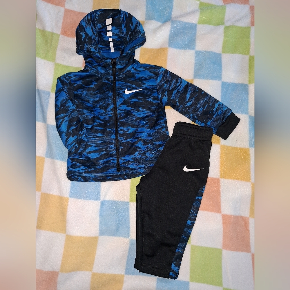 Nike ELITE Kids 2 Piece Sweatsuit Size 12 Months Blue/Black - Picture 14 of 15
